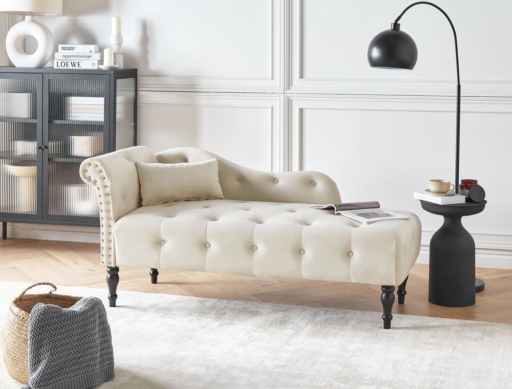 Beige chaise lounge chair discount