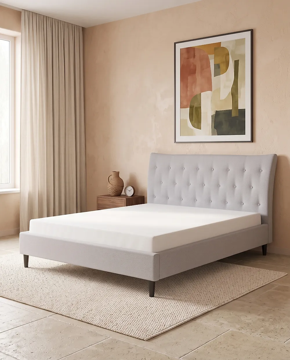 Bed Fabric SAVERNE 160 x 200 cm (EU King Size) Light Grey_1182312