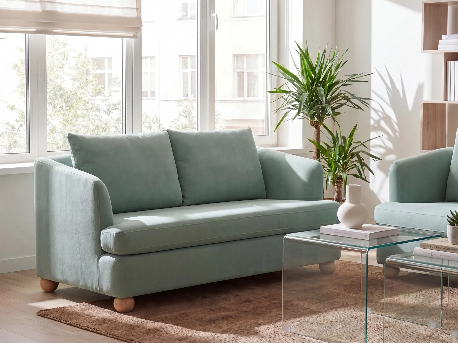 Sofa 2 Seater RATTVIK Fabric Light Green_1066553