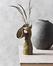 Vase à fleurs CALAMUS 28 cm Grès Vert_1175842