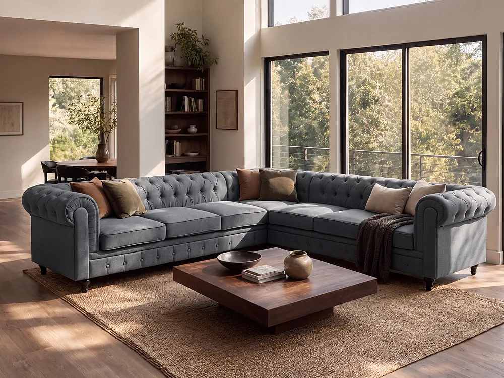 Narożnik dla 6 osób CHESTERFIELD Szary Lewostronny_1151258