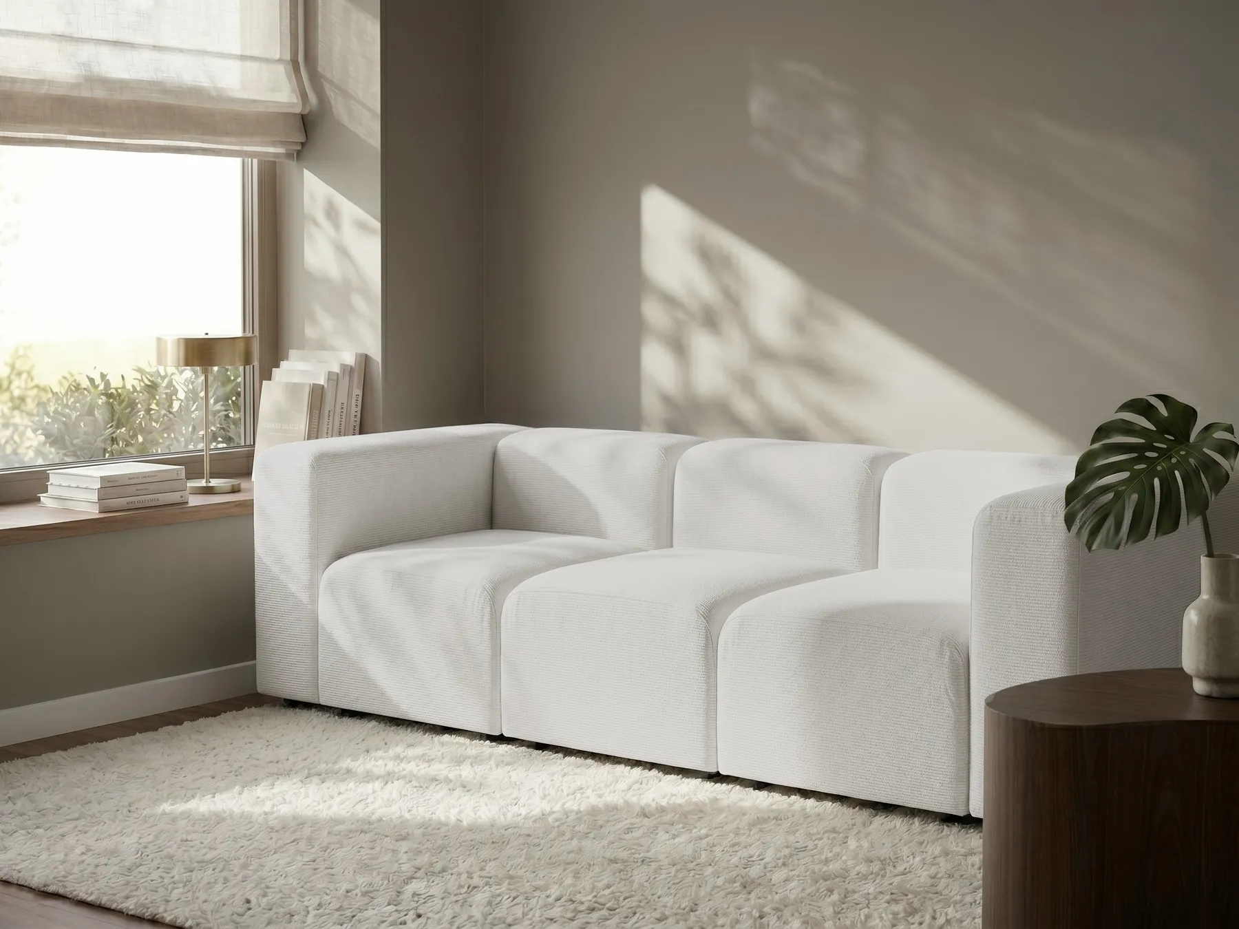 Modular Sofa 3 Seater FALSTERBO Corduroy Off-White_916111