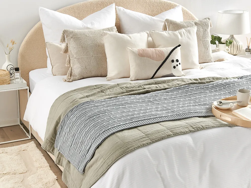 Coperta ANAMUR Cotone 110 x 180 cm Grigio chiaro_1177679