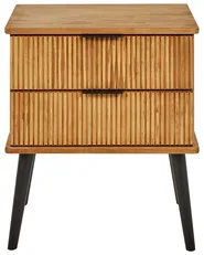 2 Drawer Bedside Table TIMMINS Pine Wood Brown_936597