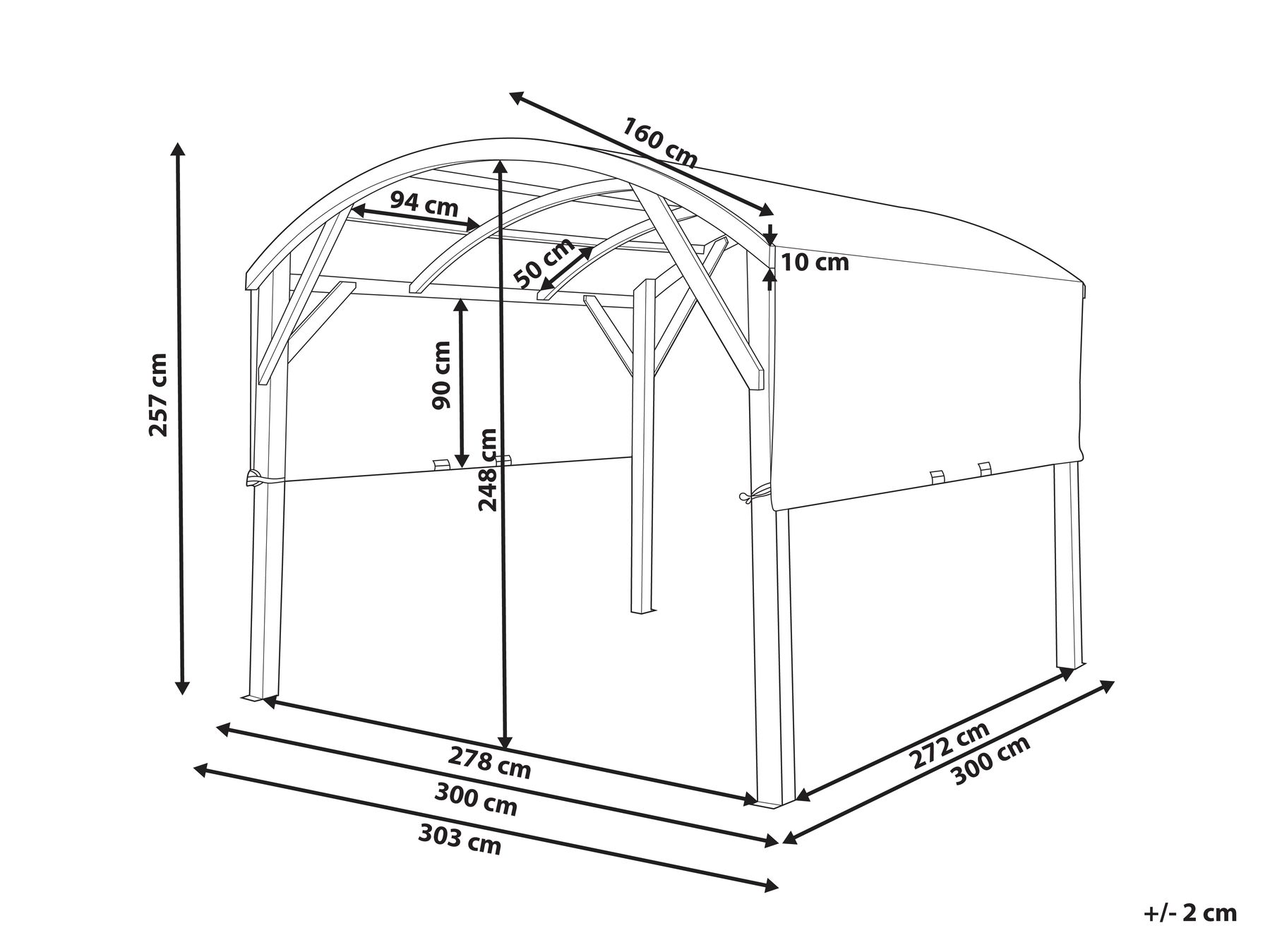 Gazebo SCOPELLO 303 cm 300 cm Fir Wood Brown/ Beige_967152