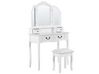 Toalettbord 4 lådor fällbar spegel och pall vit FLEUR_786311
