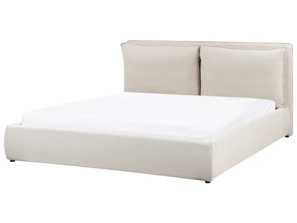 Ottoman Bed BAJONNA Fabric Beige 180 x 200 cm (EU Super King)_970681