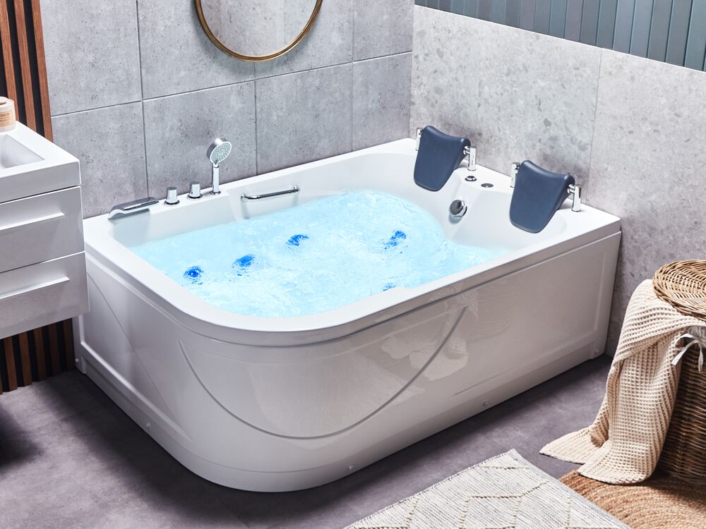 Corner Hot Tub with LED BAYAMO 1700 x 1200 mm White Left Hand