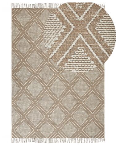 Cotton Area Rug 140 x 200 cm Beige and White KACEM