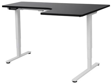 Electric Adjustable Right Corner Desk 160 x 59 cm and White and Black DESTINES 