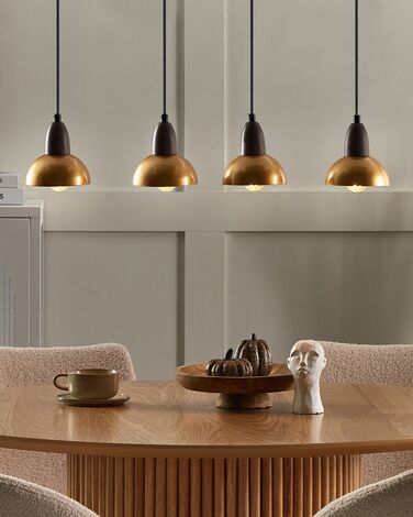 4 Light Metal Pendant Lamp Brass CASTALY