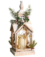 LED Lantern SYVANSI 46 cm Christmas Motif Light Brown_1028120