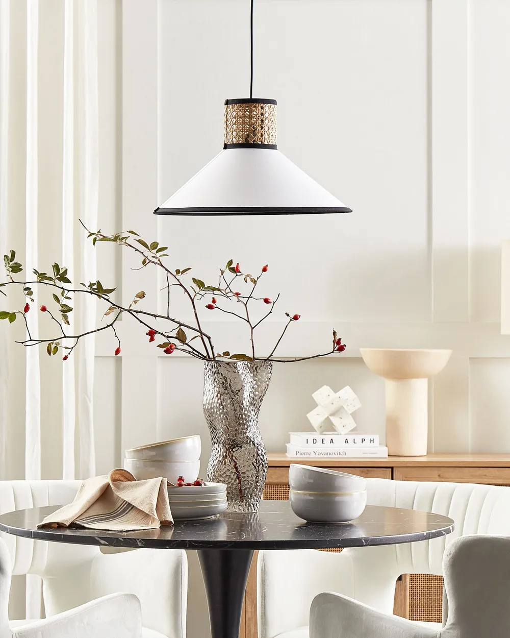 Pendant Lamp MANTUA Rattan White