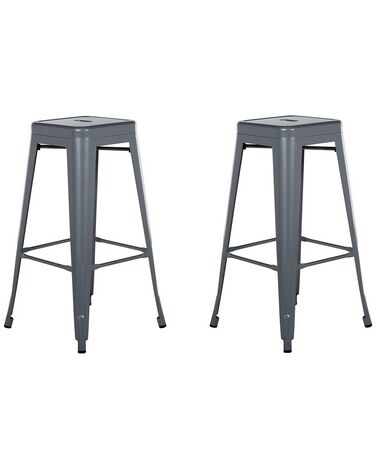 Sada 2 oceľových barových stoličiek 76 cm sivá CABRILLO 