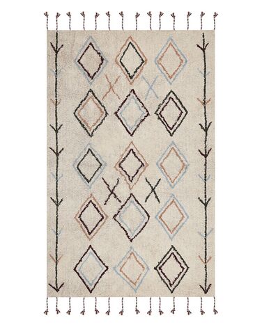 Teppich Baumwolle beige 140 x 200 cm geometrisches Muster CORUM
