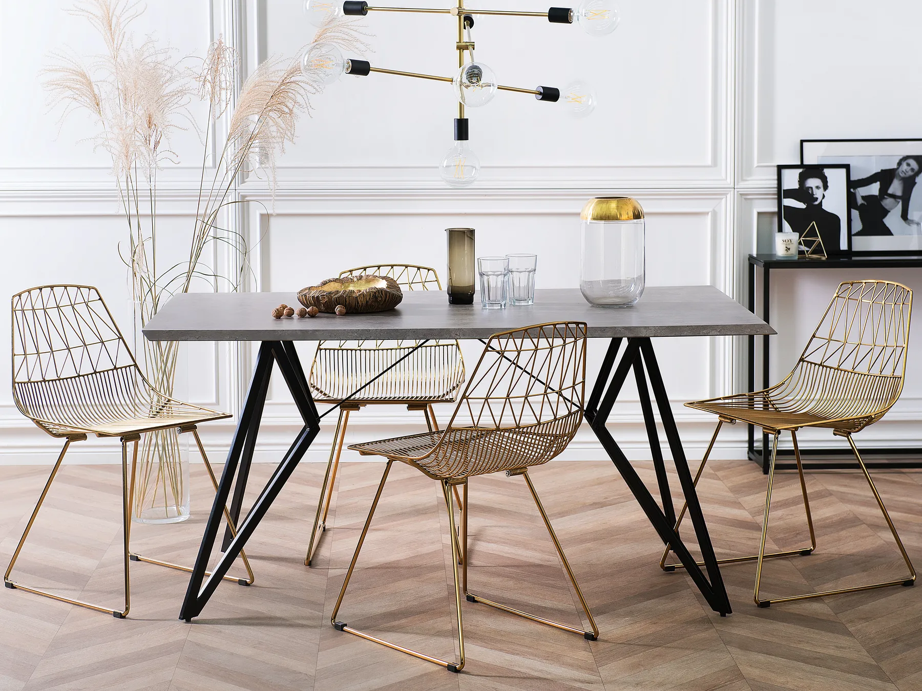 Dining Table BUSCOT Grey Concrete Effect 160 cm 90 cm_755595