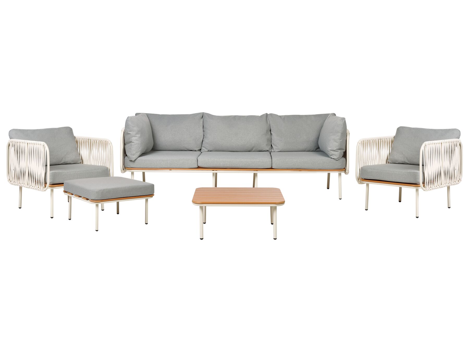 Loungeset met ottomaan 5-zits aluminium grijs SENISE_928201