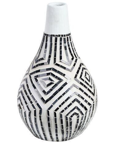 Dekoratívna terakotová váza 50 cm čierna/biela OMBILIN