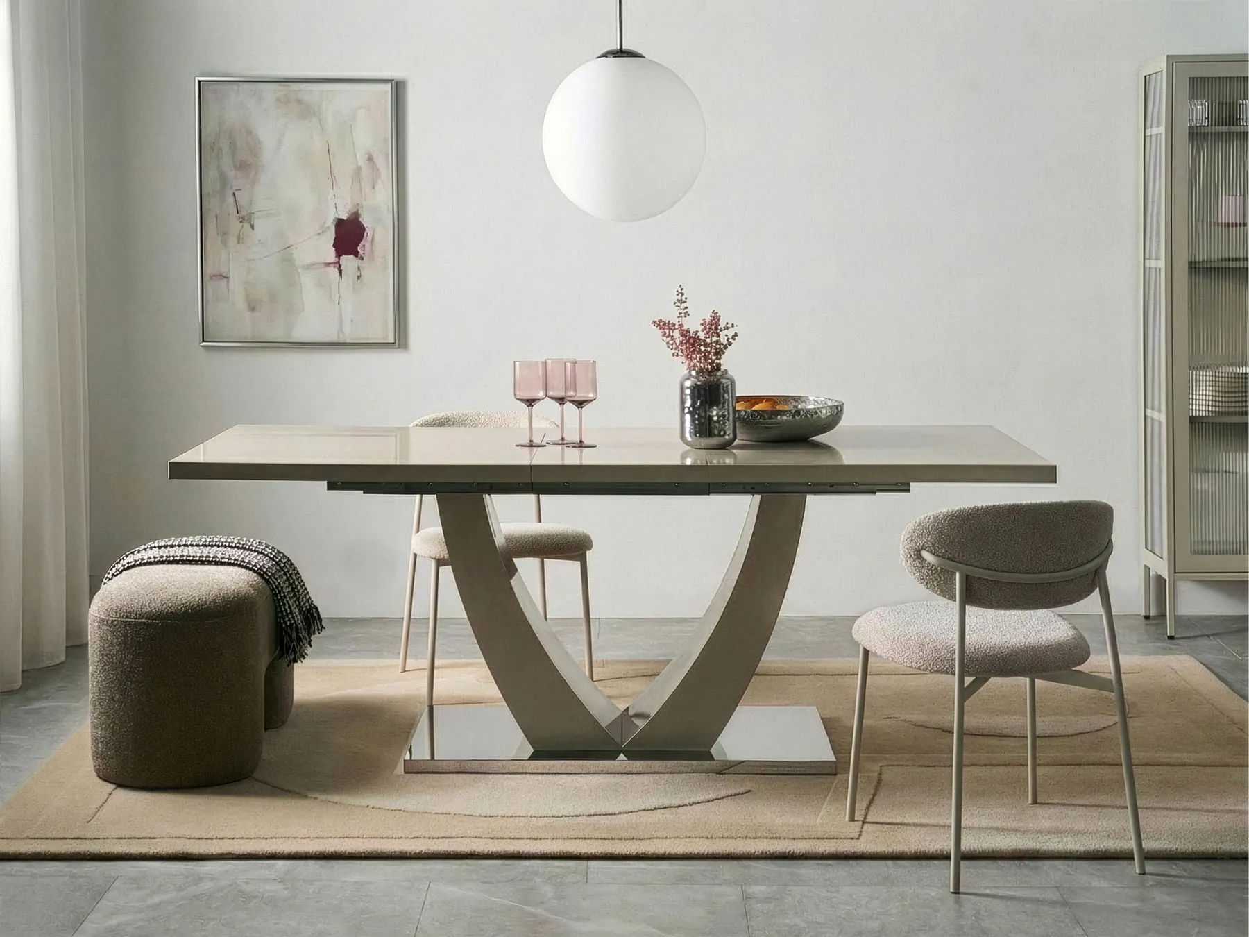 Extending Dining Table MERRAN Light Beige 160/200 cm 90 cm_1043771