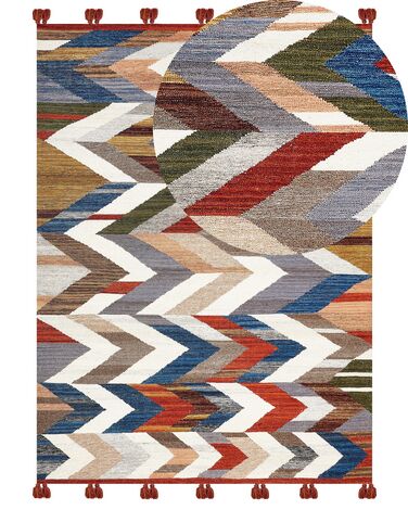 Alfombra kilim de lana rojo/blanco/marrón 160 x 230 cm KANAKERAVAN