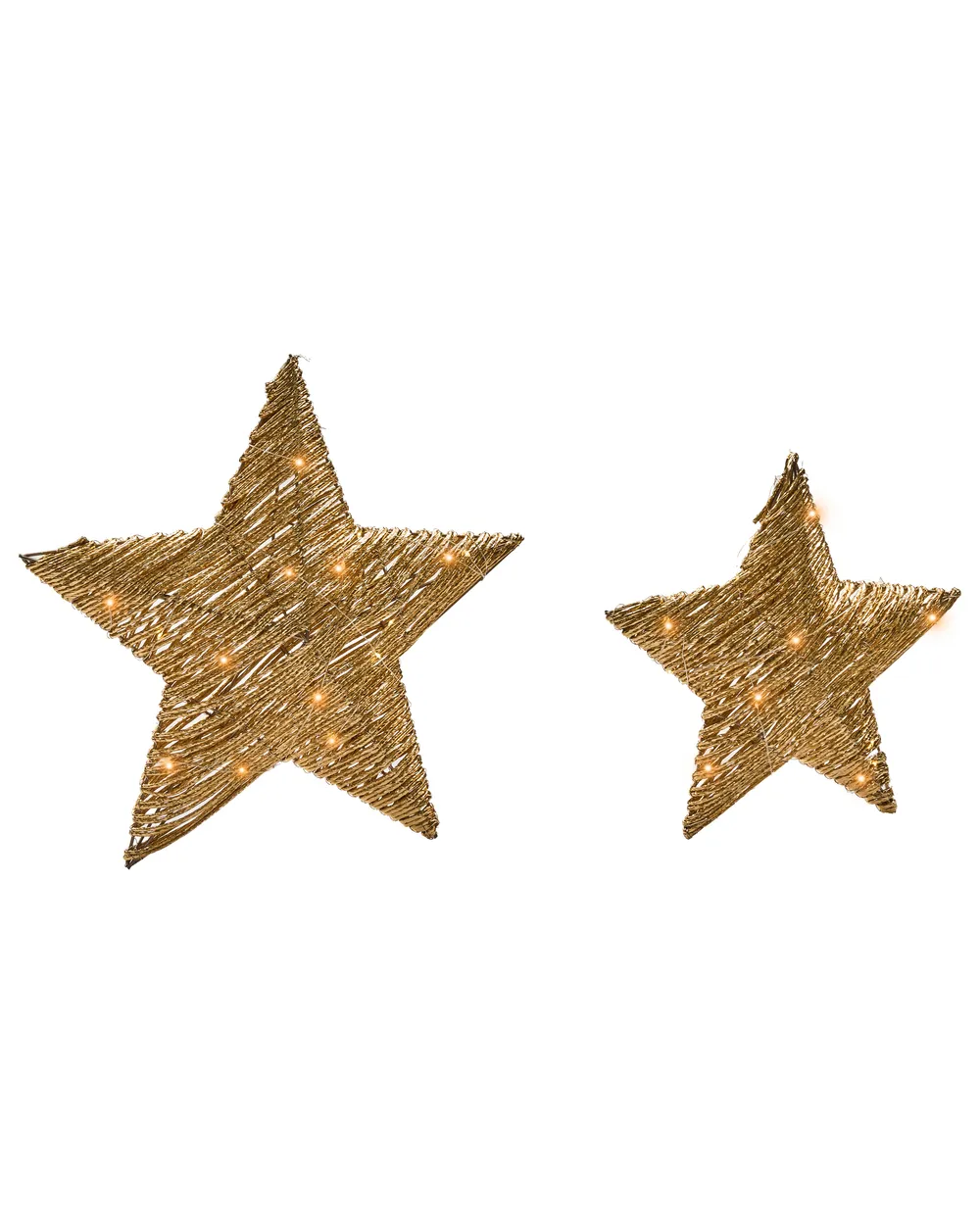 Set di 2 decorazioni natalizie LED HAMPEN 24/30 cm Stella Oro