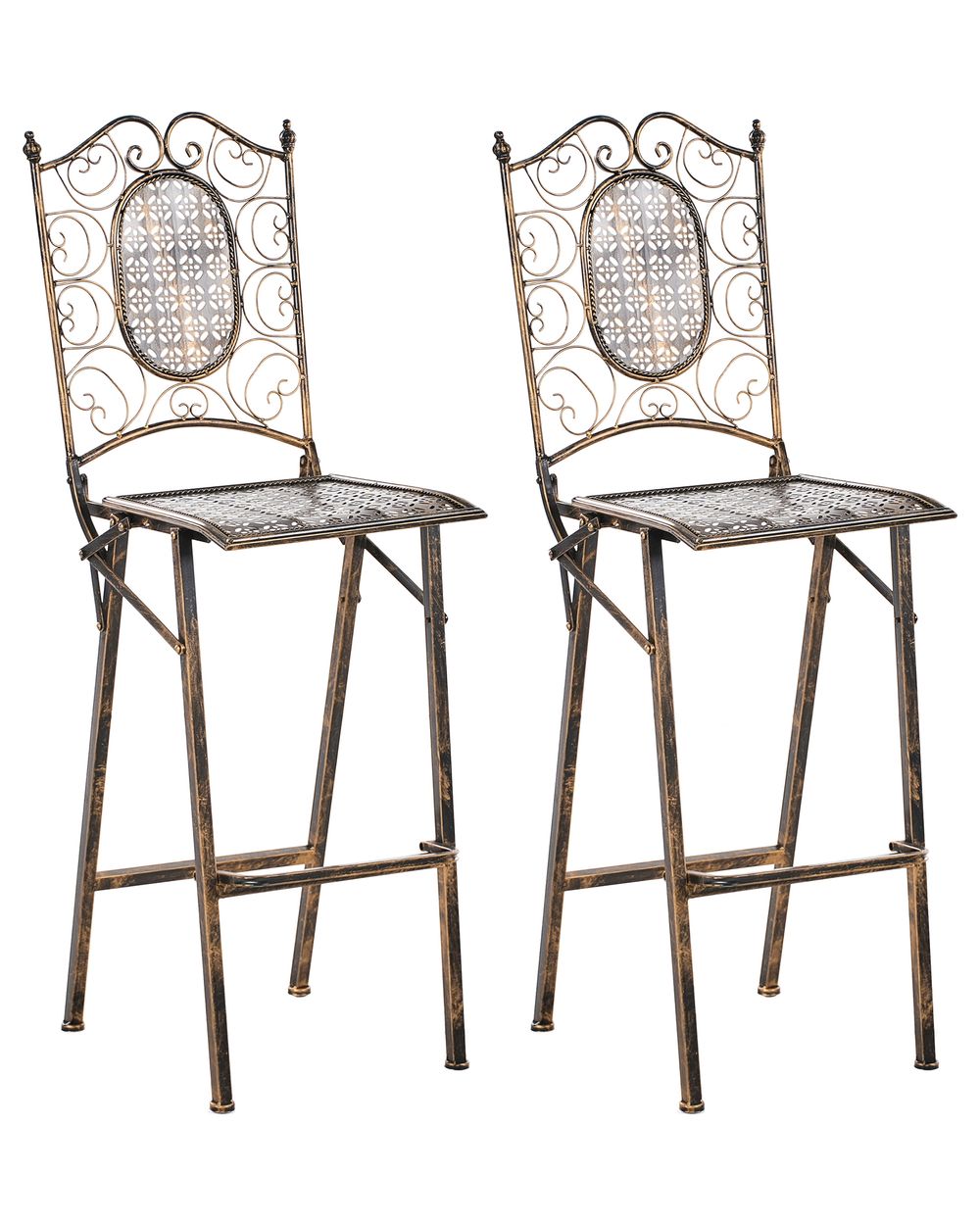 Lot de 2 chaises de bar de jardin BORMIO Pliant Métal Noir