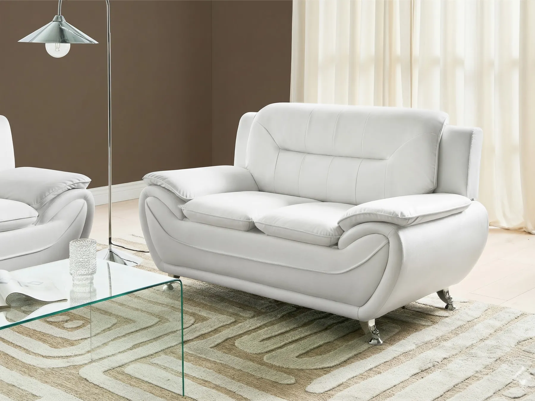 Divano 2 posti LEIRA Pelle sintetica Bianco_1058871