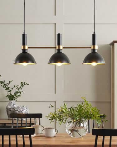 3 Light Pendant Lamp Black and Gold BELES