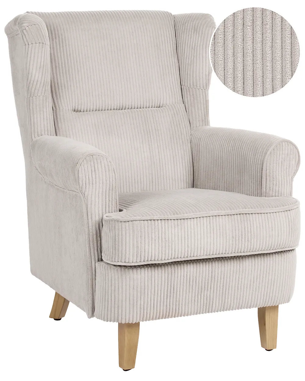 Wingback Chair ABSON Corduroy Light Beige