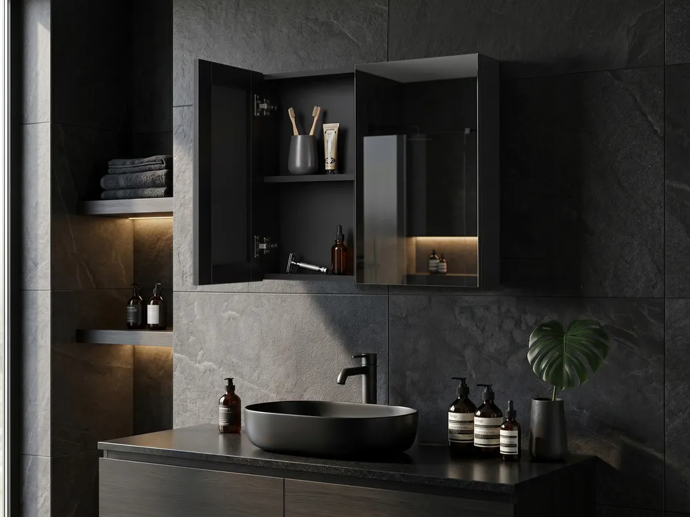 COSTWAY Badkamerkast met spiegel, spiegelkast met planken, medicijnkast, hangkast, badkamerkast voor badkamer, 60 x 16,5 x 70 cm (wit