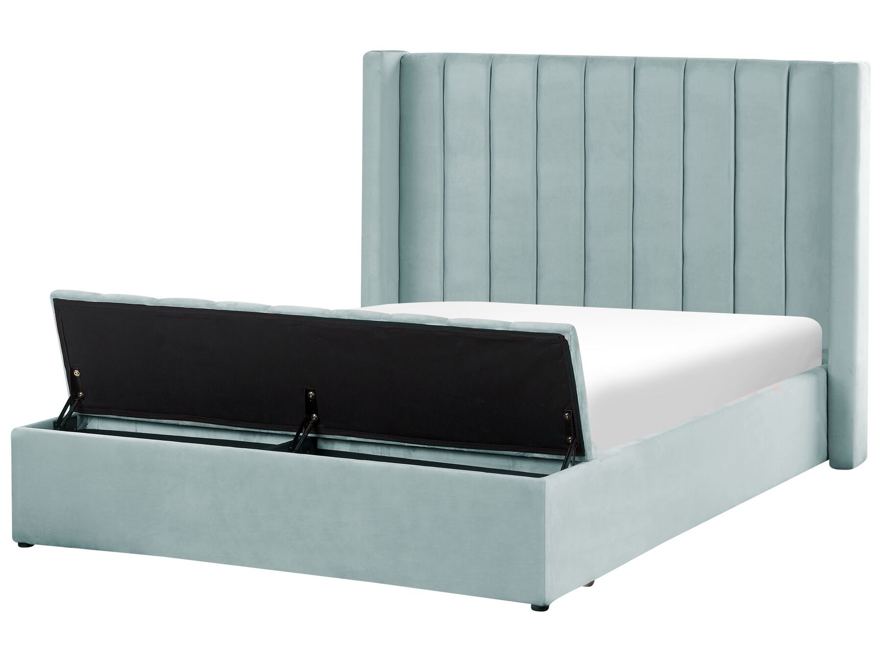 Sametová postel s úložným prostorem 140 x 200 cm mátově zelená NOYERS_834642