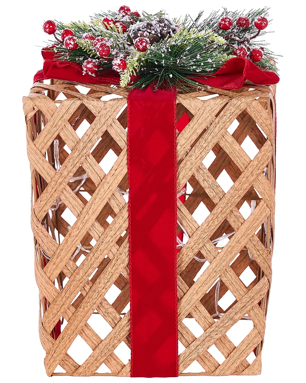 Zestaw 3 dekoracji świątecznych LED VELKUA 38/25/20 cm Prezenty świąteczne Brązowy_1179267