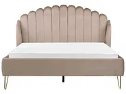 Bett mit Lattenrost Samtstoff AMBILLOU 160 x 200 cm Taupe_902473