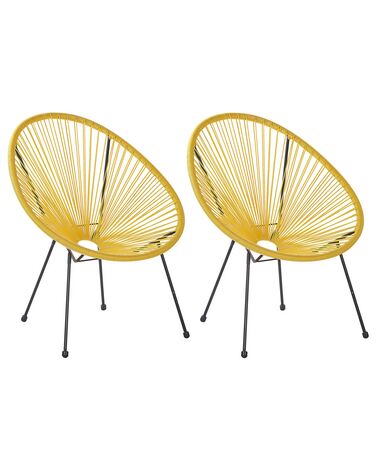 Conjunto de 2 sillas de balcón de ratán amarillo/negro ACAPULCO II