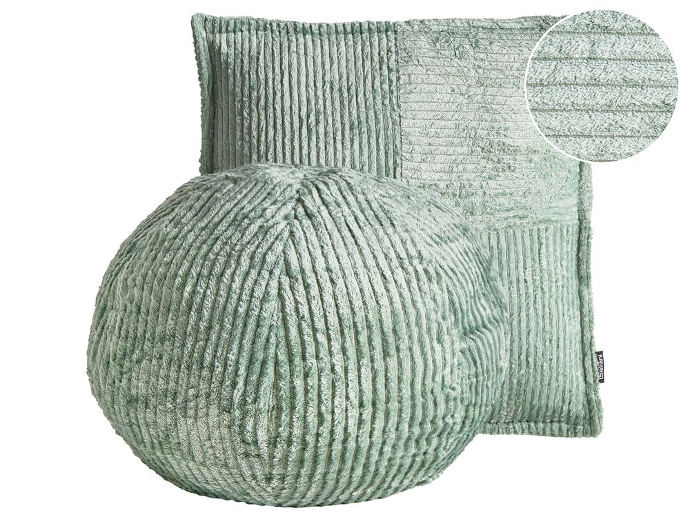 Set of 2 Decorative Cushions MARANTA 30 x 30 cm 45 x 45 cm Corduroy Green Solid