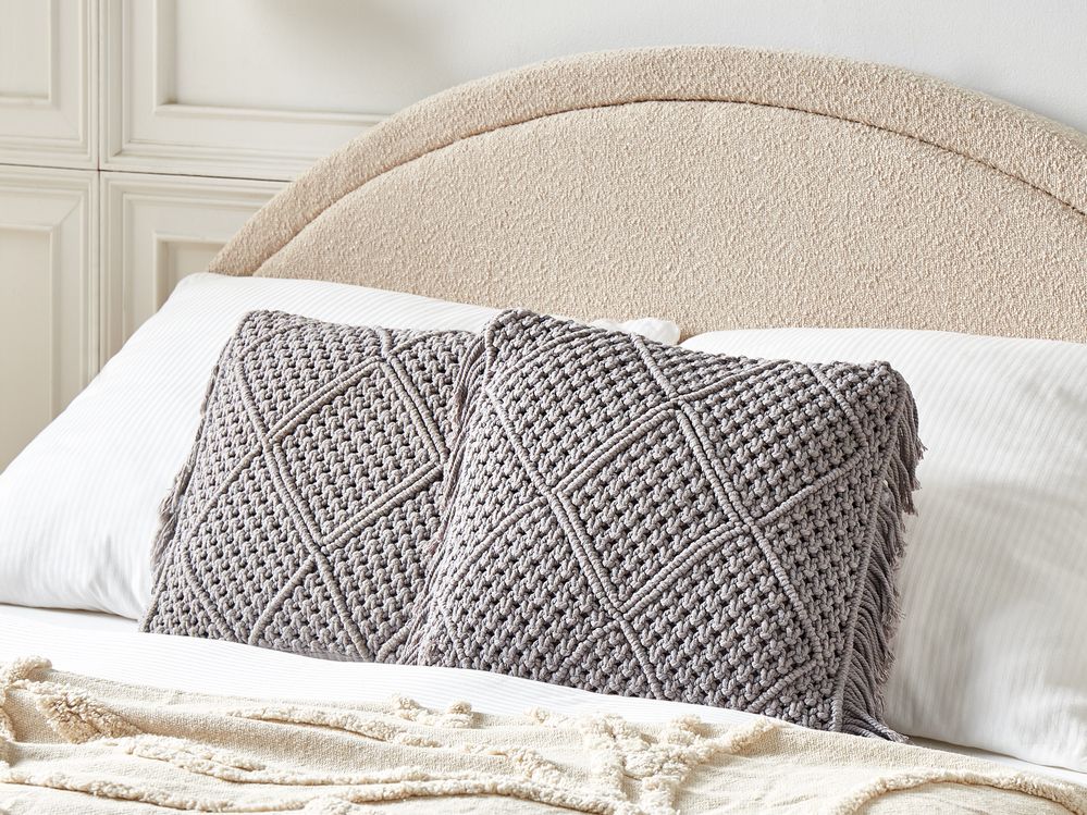 Set of 2 Decorative Cushions BESHAM 45 x 45 cm Cotton Grey Geometric Pattern