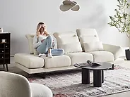 Sofa 3 Seater IKAST Fabric Light Beige_1184541