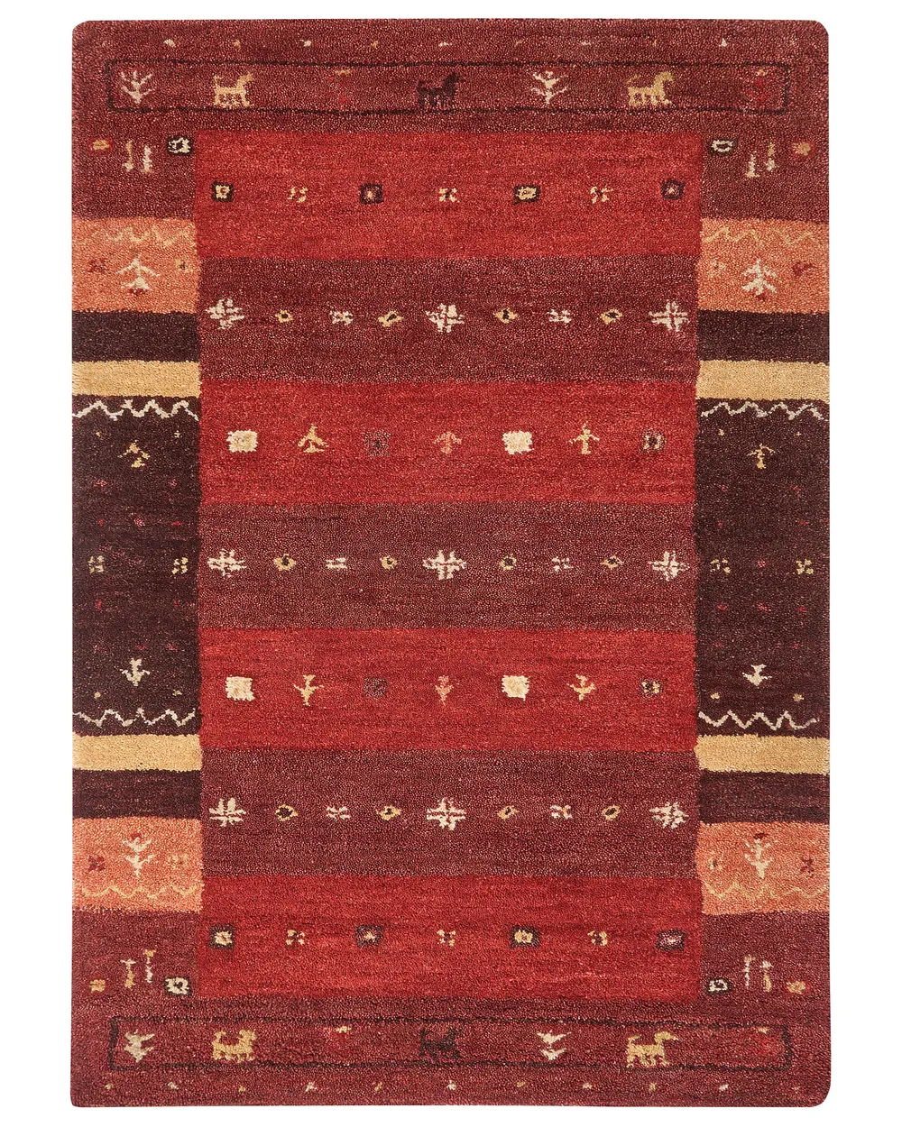 Vlněný koberec gabbeh červený SINANLI různé velikosti