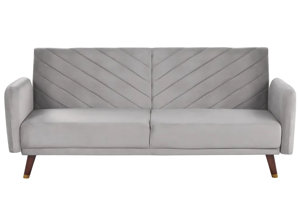 Sofa Bed 3 Seater SENJA Velvet Light Grey