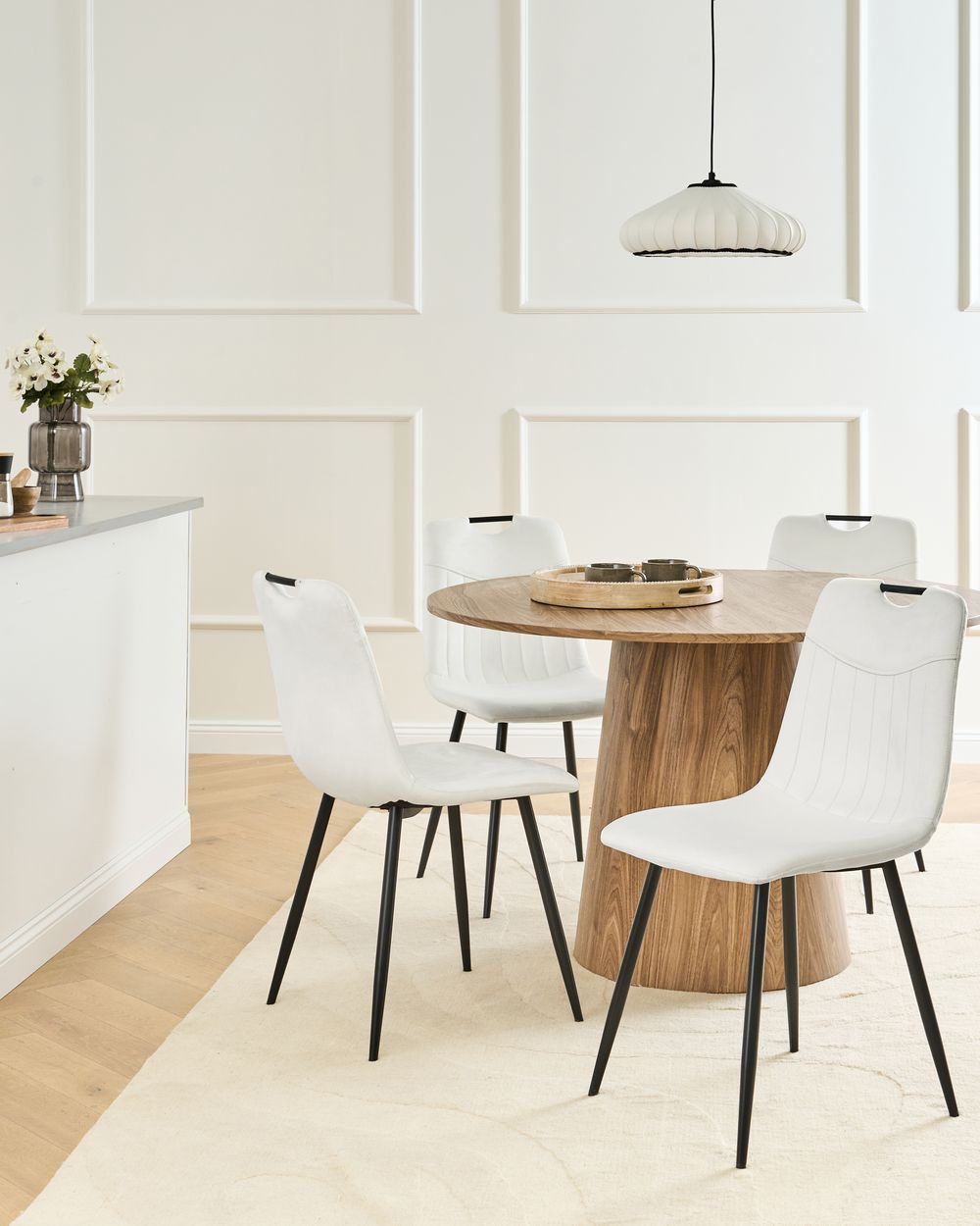 Lot de 4 chaises de salle à manger ARGYLE Velours Blanc cassé