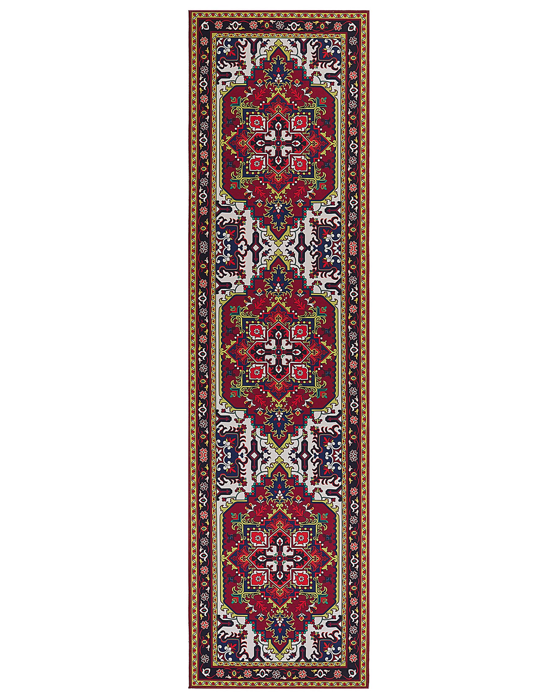 Teppich rot 80 x 300 cm orientalisches Muster Kurzflor COLACHEL_831658