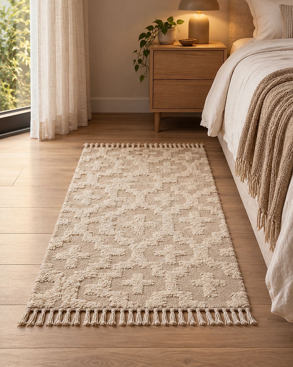 Tappeto ITANAGAR Beige 80 x 150 cm Cotone