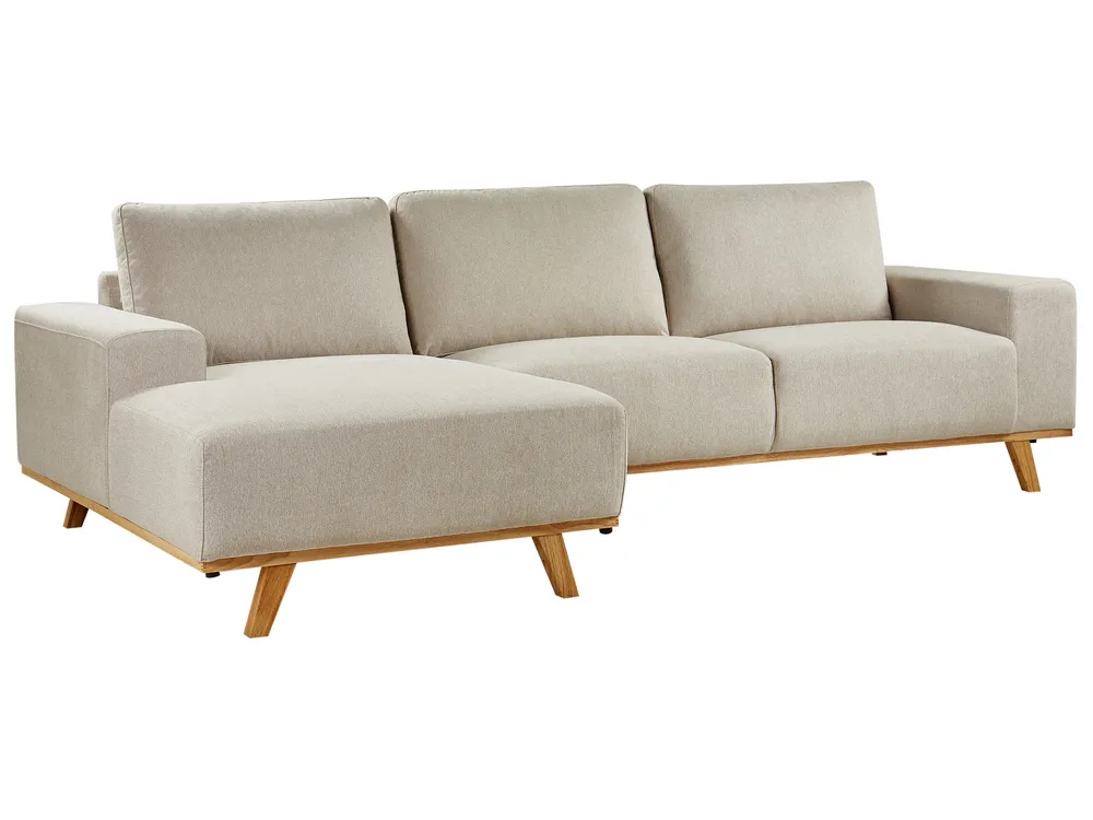 Divano angolare 3 posti NORA Tessuto Beige chiaro Lato destro_891229