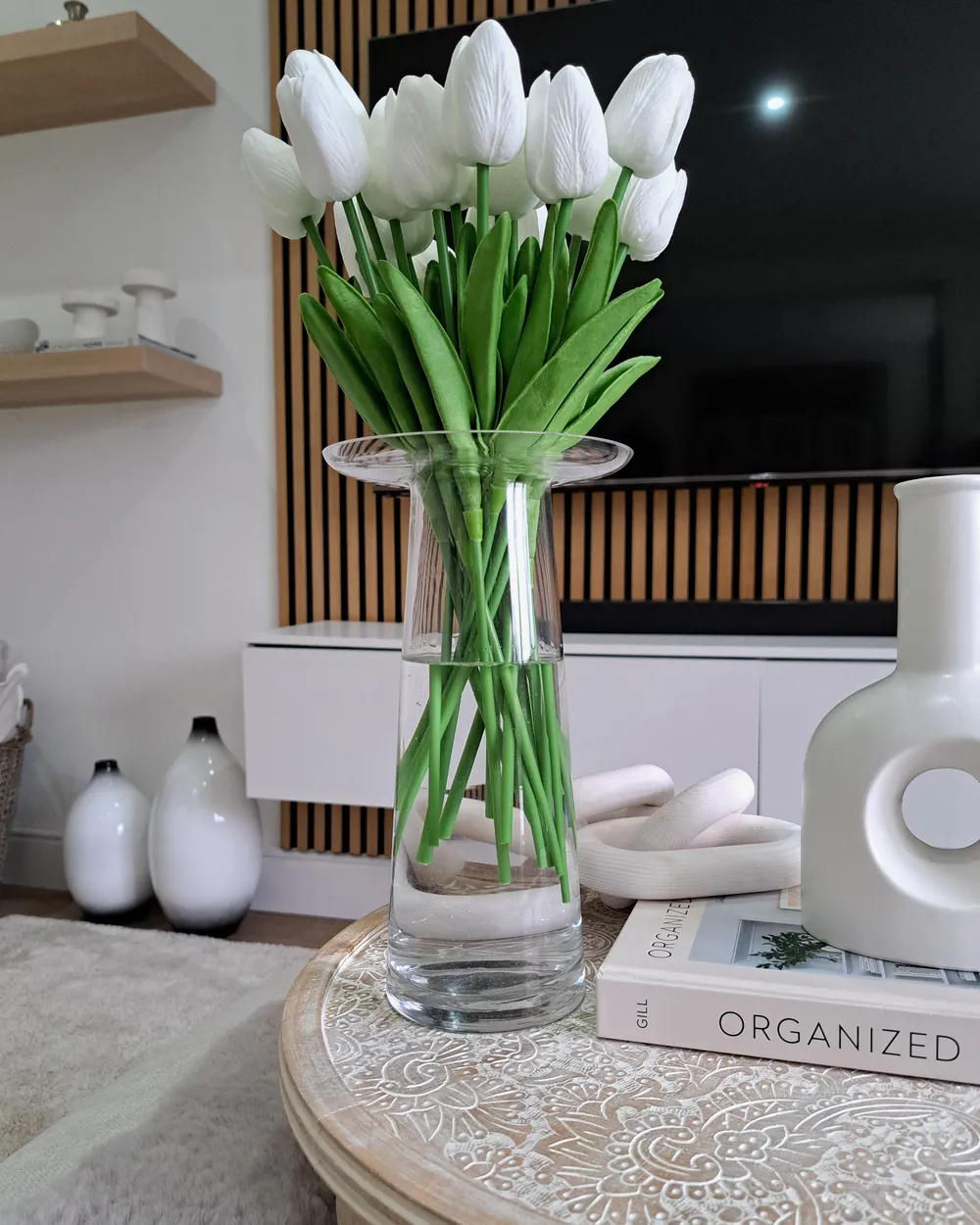 Wazon dekoracyjny BAEZA 46 cm Ceramika Biały_973120