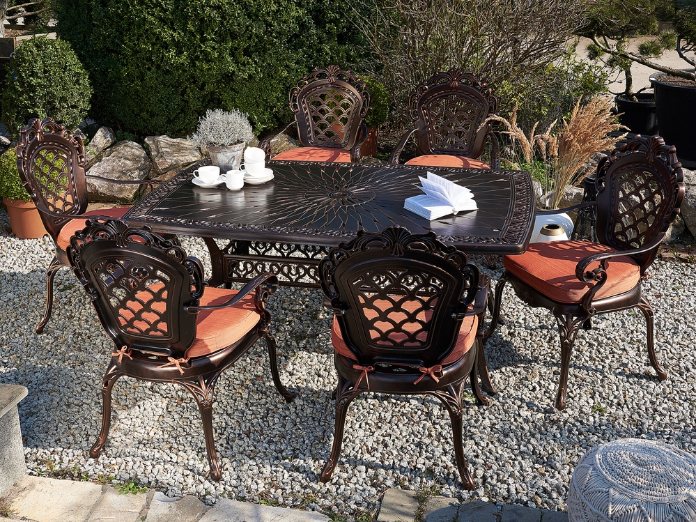 Cast aluminum dining table clearance