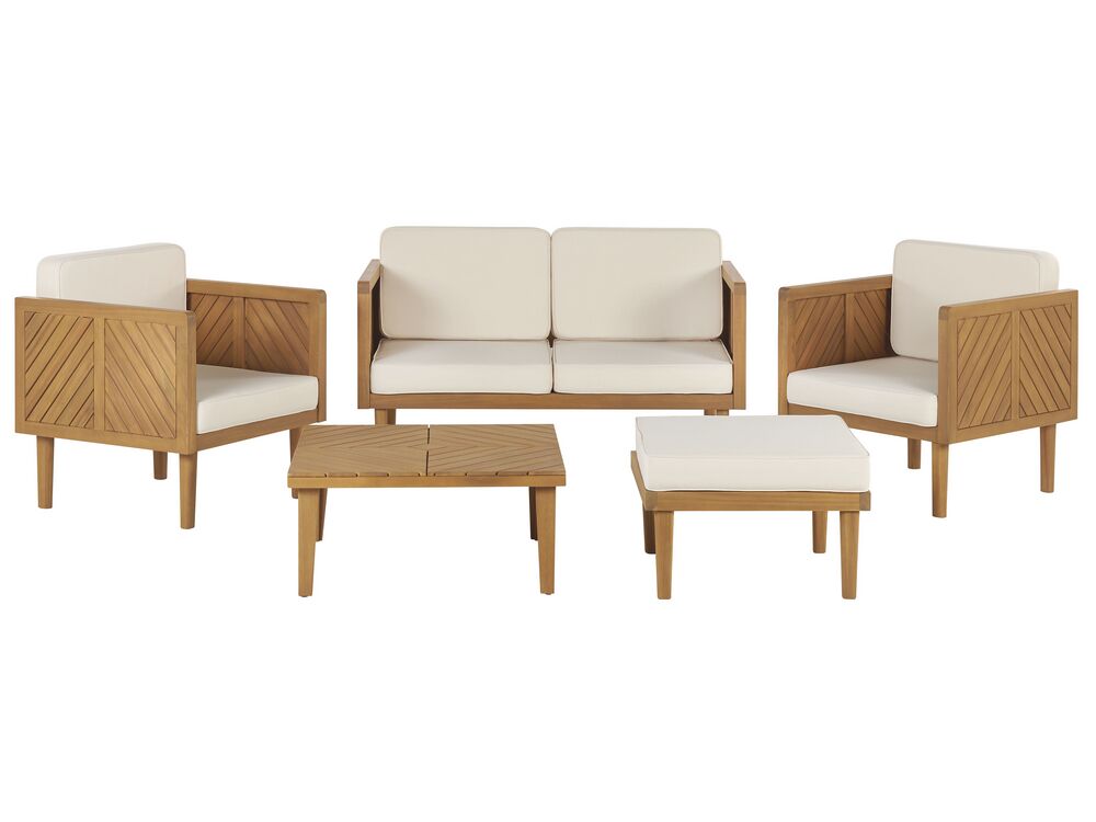 Conjunto de jardín con mesa y otomana 4 plazas BARATTI Madera de acacia Marrón