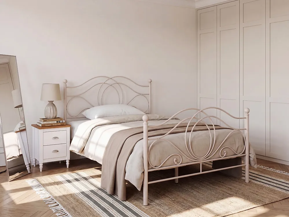Cama Metal LYRA 120 x 200 cm Creme claro_1161991