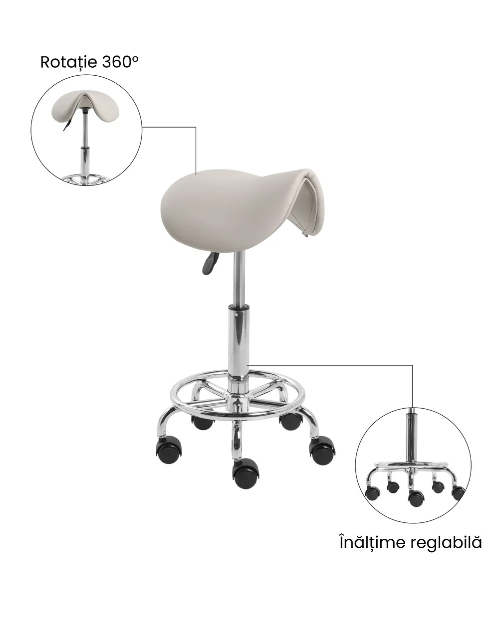 Scaun tip șa DUMONT Piele ecologică Taupe_1072579