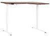 Electric Adjustable Right Corner Desk 160 x 59 cm White and Dark Wood DESTINES _927775