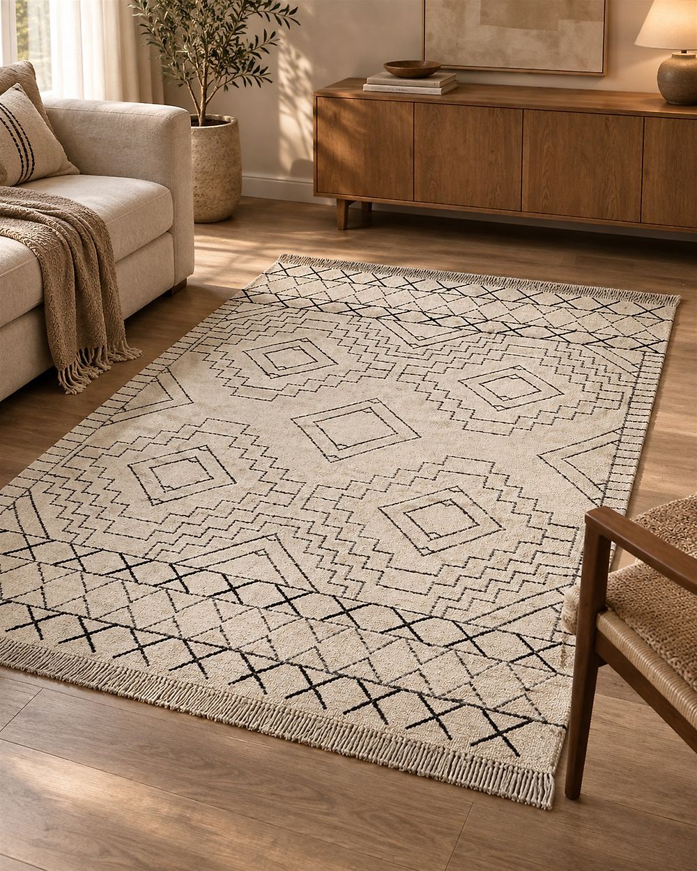 Tapis ZEYNE Beige 160 x 230 cm Coton